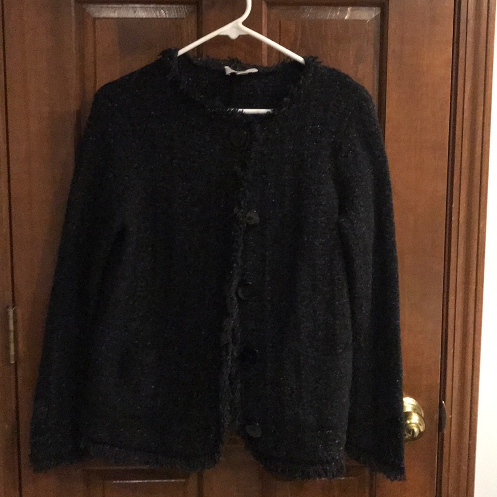 Talbots large button up black sweater